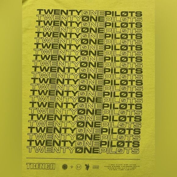 Twenty One Pilots Men’s Unisex Yellow Trench Graphic Long Sleeve Shirt Sz L - Picture 7 of 12